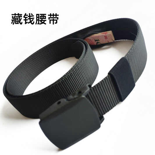 Outdoor Tactical Nylon Wallet Zipper Hiden Money Belt for Men