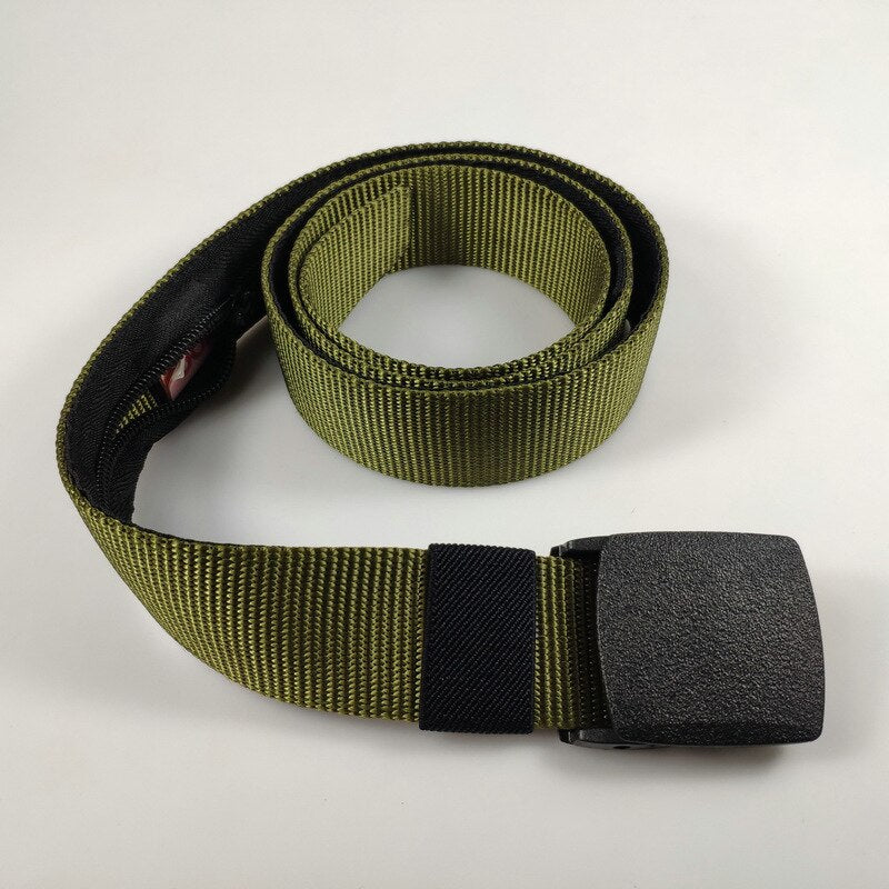 Outdoor Tactical Nylon Wallet Zipper Hiden Money Belt for Men