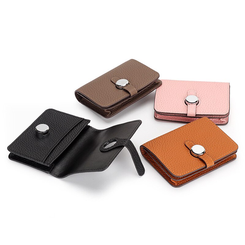 Fashion Cow Leather Card Bag Women Business Card Holder With Belt