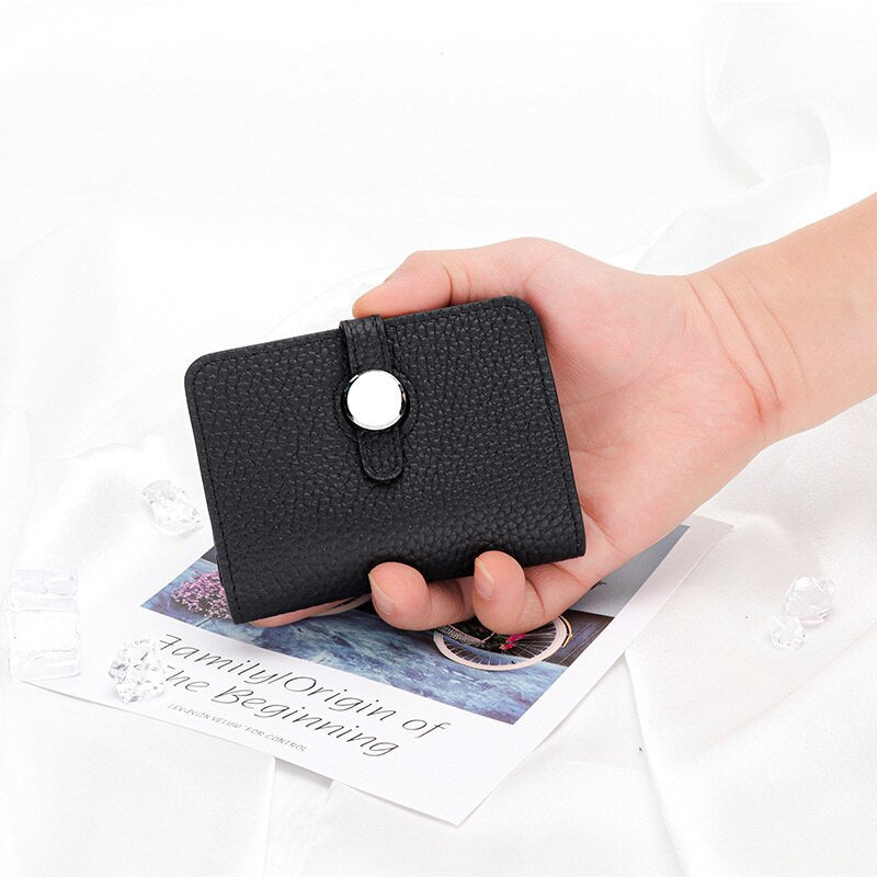 Fashion Cow Leather Card Bag Women Business Card Holder With Belt