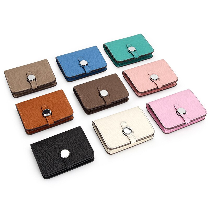 Fashion Cow Leather Card Bag Women Business Card Holder With Belt