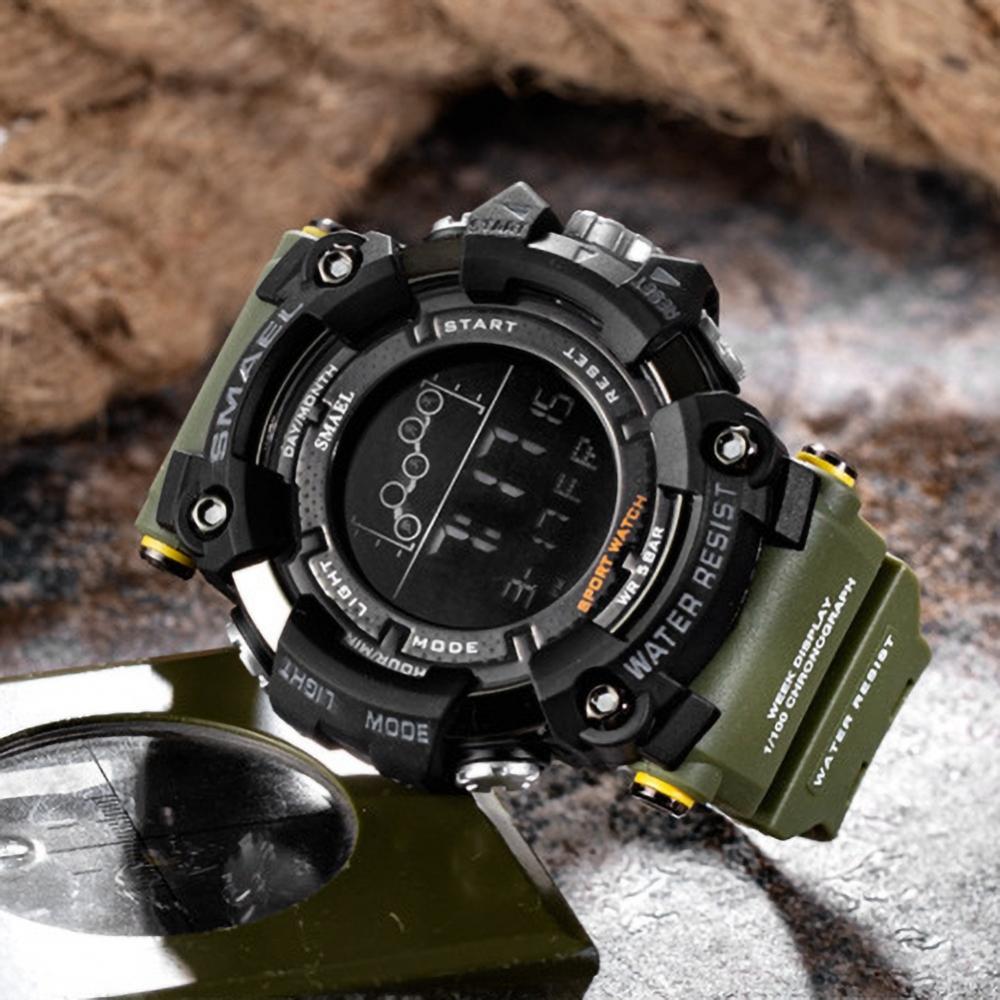 SMAEL Men Outdoor Sports Waterproof Luminous Round Dial Electronic Wrist Watch